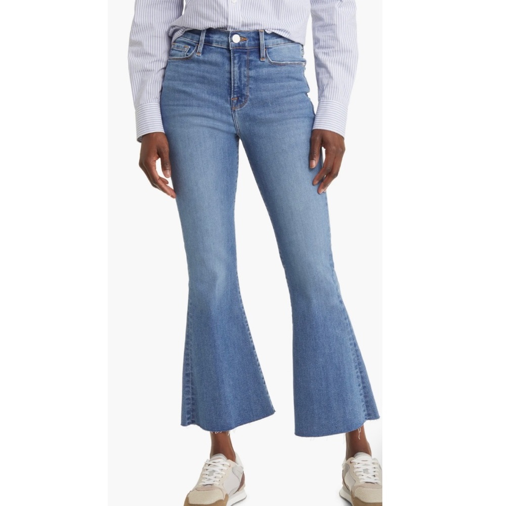 Frame Denim Le Crop Flare Raw Hem Jeans Size 28